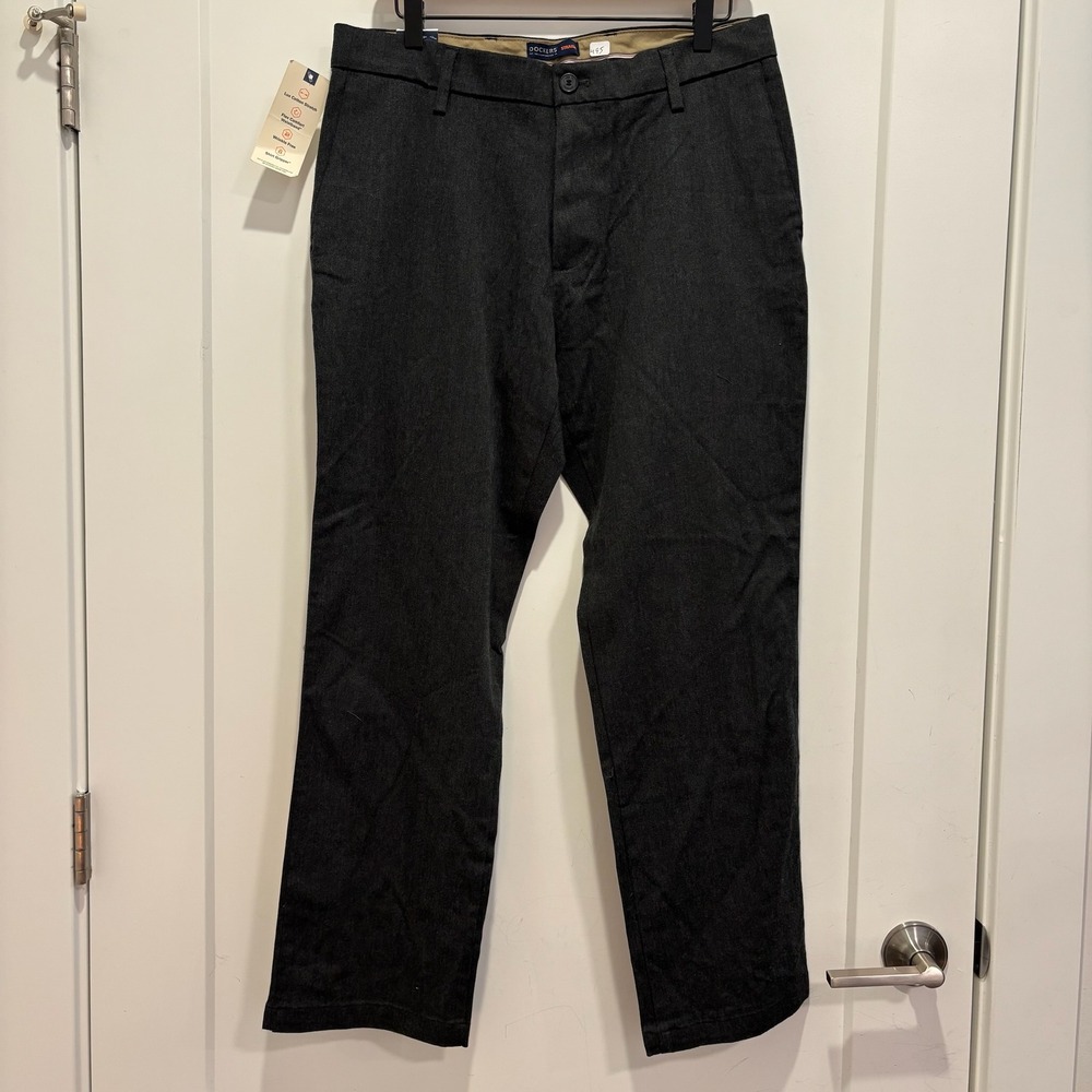 Dockers Signature Khaki Straight Fit Lux Cotton Stretch Pants Charcoal 32x29 NWT